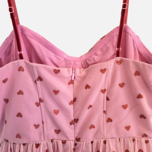 Betsey Johnson Classically Pink Heart Dress Pale Pink Red Glitter Hearts… - Picture 5 of 13